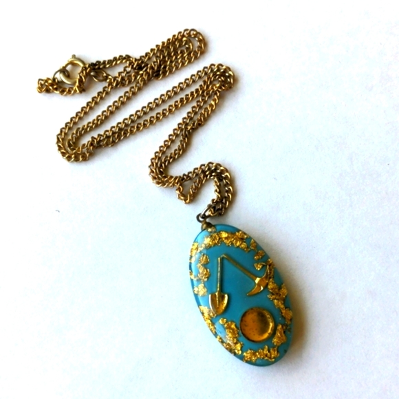Vintage gold rush necklace with real 24k gold flakes - Picture 5 of 8